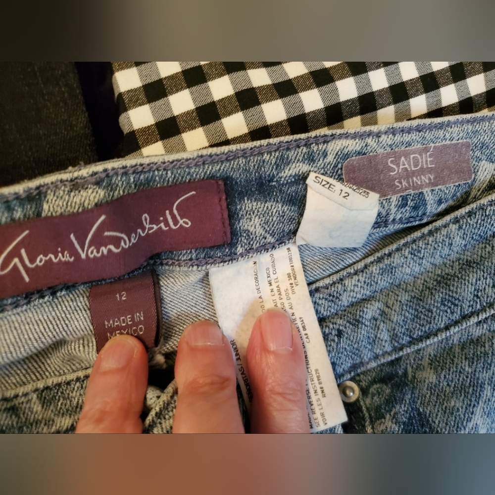 Gloria Vanderbilt Sadie Skinny Floral Blue Jeans Size 12 - Picture 2 of 2